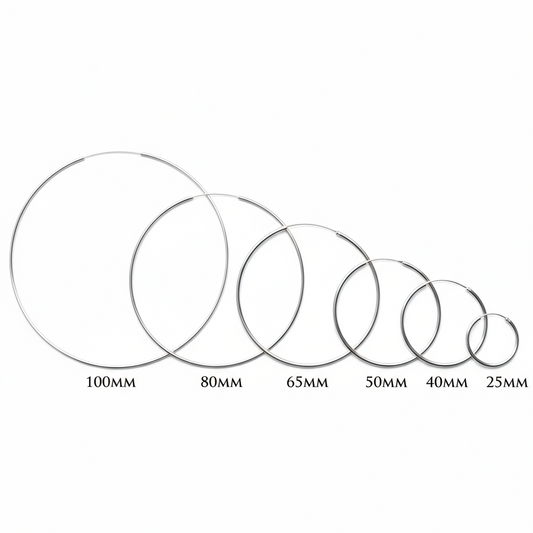 Endless Hoops from 1" to 4" ~ Sterling Silver