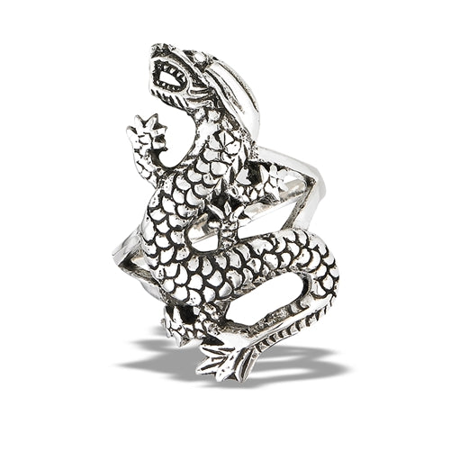 Tall Sterling Silver Large Bikers DRAGON Ring
