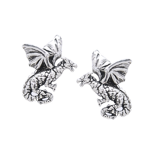 Small Flying Dragons - Detailed Sterling Silver Post Stud Earrings
