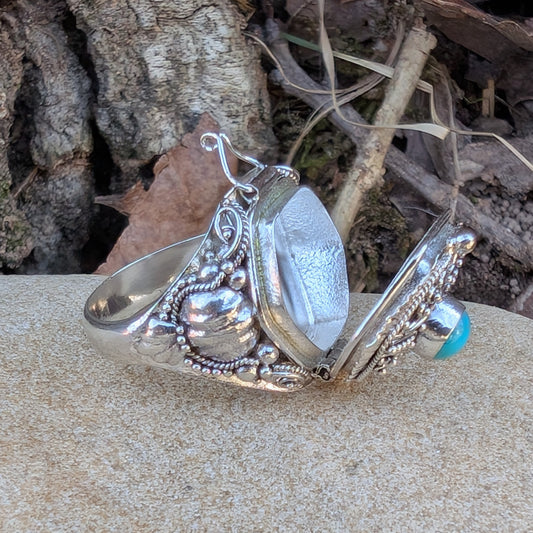 Genuine Arizona Turquoise Hexagonal Poison Ring Sterling Silver