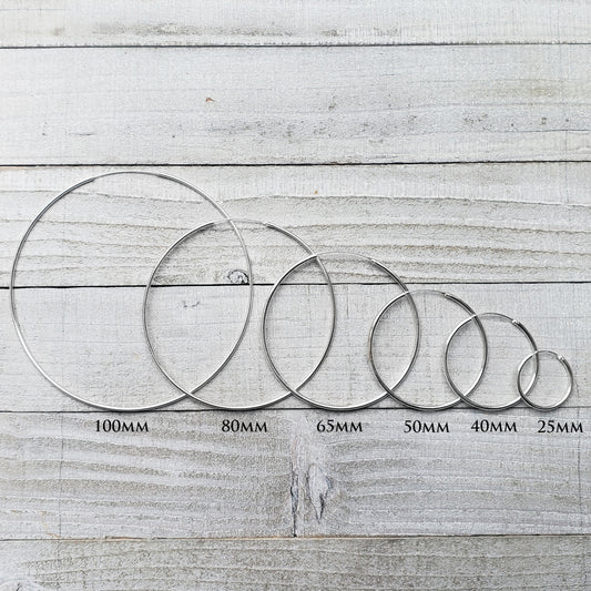 Endless Hoops from 1" to 4" ~ Sterling Silver