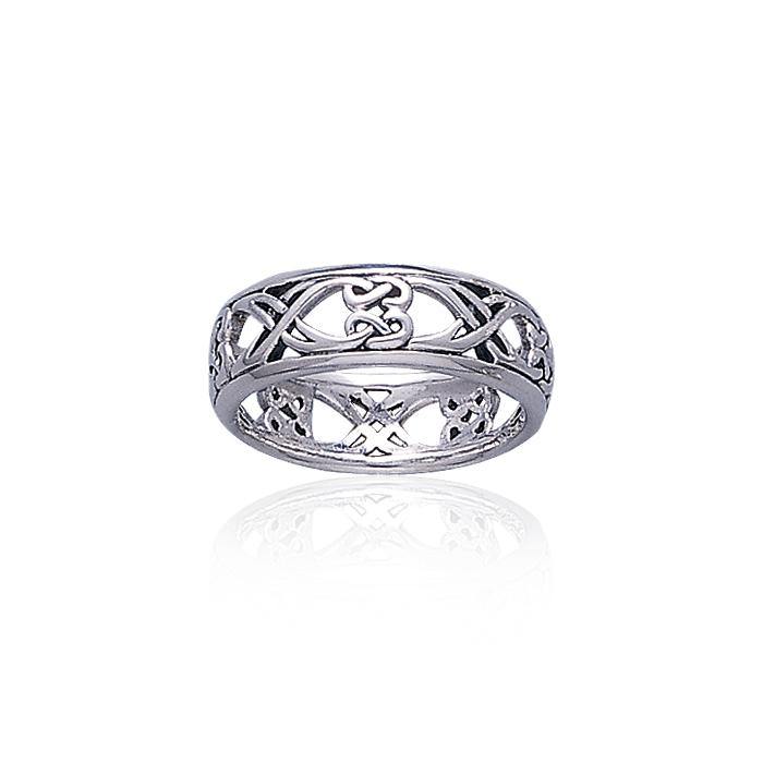 Open Celtic X-Knot Band Ring Sterling Silver