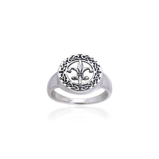 Fleur De Lis & Celtic Knotwork ~ Sterling Silver Ring