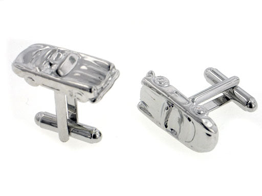 3D Car Automobile Cufflinks Silver-Tone Cuff Links Included Gift Box - Silver Insanity