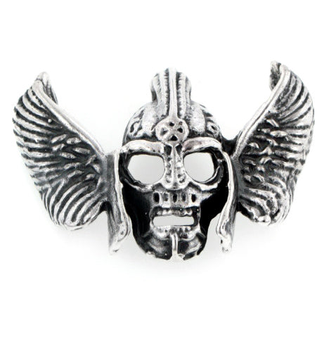 Sterling Silver Winged Viking Helmet Skull Thor Pendant - Silver Insanity