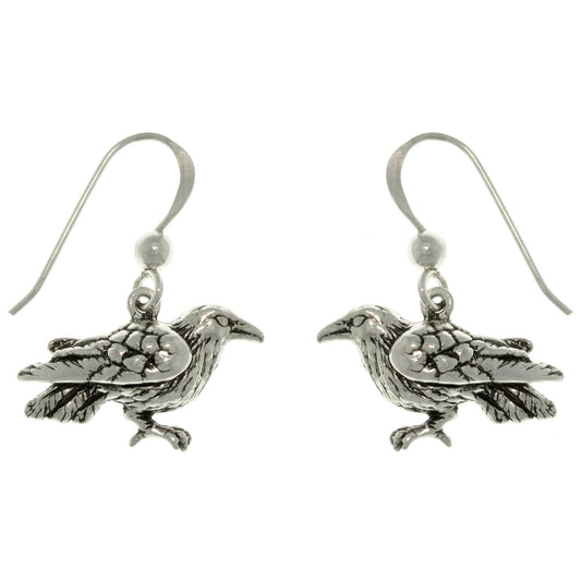 The Black Raven Sterling Silver Dark Birds of Beauty Hook Earrings - Silver Insanity