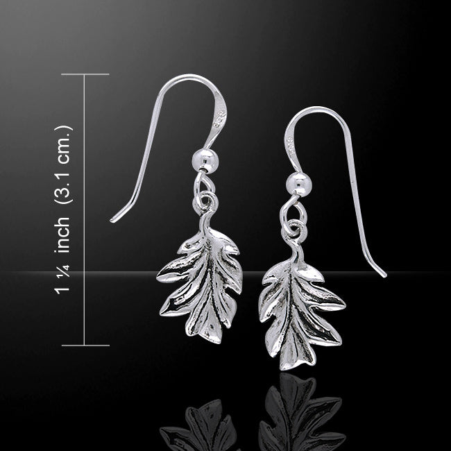 Mighty Oak Leaves - Secrets of the Wood Sterling Silver Tree Leaf Earrings - Silver Insanity
