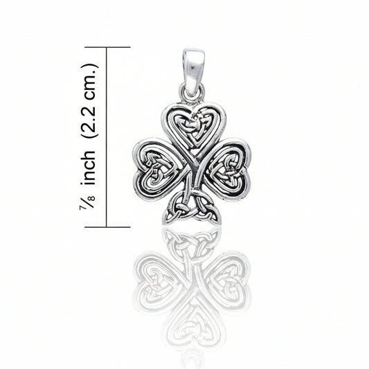 Celtic Knot Irish Shamrock 3-Leaf Clover Sterling Silver Pendant 18" Necklace - Silver Insanity