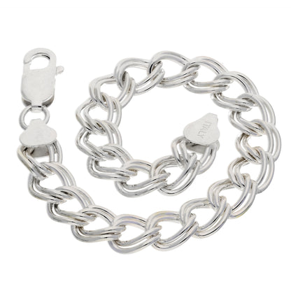 Double Link Chain Charm Bracelet - Anti-Tarnish or Antiqued Sterling Silver