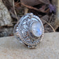 Medieval Eye - Gemstone Poison Box Locket Ring in Sterling Silver