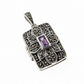 Amethyst and Marcasite Photo Locket Pendant Sterling Silver