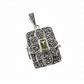 Antiqued Marcasite and Peridot Photo Locket Pendant Sterling Silver