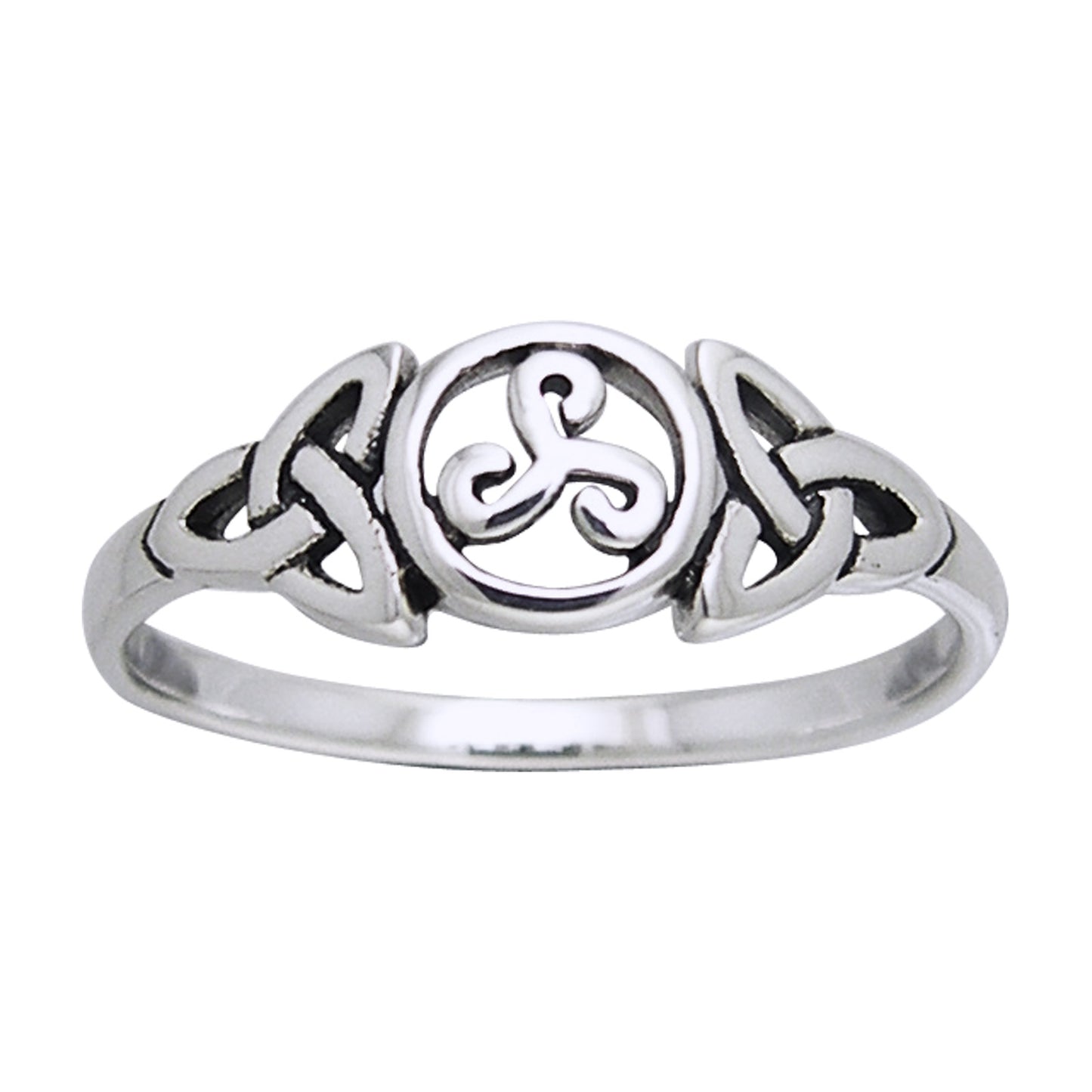 Triple Spiral Celtic Knot Triskele Trinity Sterling Silver Ring