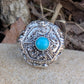 Genuine Arizona Turquoise Hexagonal Poison Ring Sterling Silver