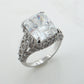 Sterling Silver Absolute Emerald-Cut 10x12mm CZ Engagement Ring Size 6 - Silver Insanity