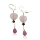 Cherry Drop Rose Quartz Heart Sterling Silver Earrings - Silver Insanity