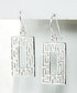 Greek Key Geometric Rectangle Sterling Silver Hook Earrings - Silver Insanity