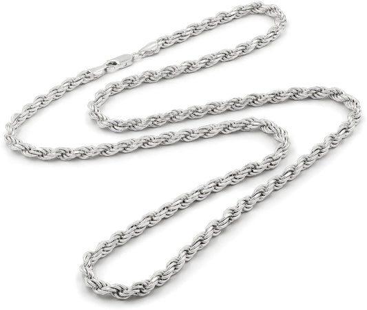 Diamond-Cut Rope Chain, 5mm Thick, Anti-Tarnish Sterling Silver