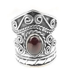 Sterling Silver Wizards Armor Ring in Garnet - Silver Insanity