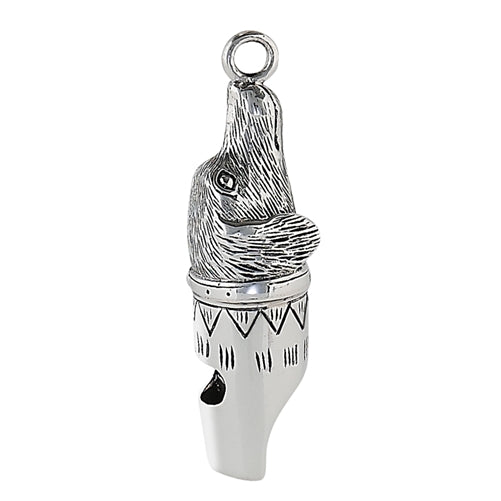 Dogs Sterling Silver Loud Figural Dog WHISTLE Pendant - Silver Insanity