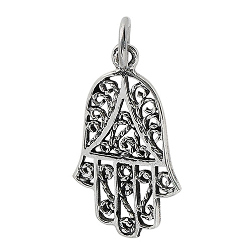 Sterling Silver Filigree Hamsa - Hand of Fatima Charm Pendant - Silver Insanity