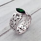 Borre Knot Viking Braided Wedding Band Ring in Sterling Silver with Marquise Gemstone