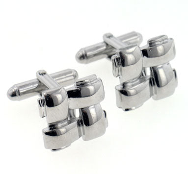 High Polish Square Basket Bullet Style Backs Silver-Tone Cufflinks - Silver Insanity