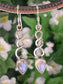 Twisted Weave and Rainbow Moonstone Sterling Silver Hook Earrings - Silver Insanity