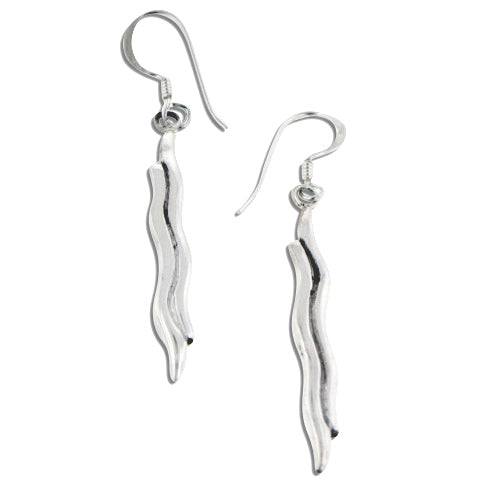 Ride the Wave - Sterling Silver Surfing Ocean Waves Hook Earrings - Silver Insanity