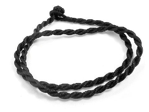 Black Synthetic Faux Silk Rope Cord 17" Necklace - Silver Insanity