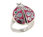 Pink Enameled Polka Dot Shell Ladybug Sterling Silver Ring - Silver Insanity