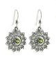 Flower Starbursts with Genuine Peridot Filigree Sterling Silver Hook Earrings - Silver Insanity