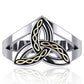 Sterling Silver and Gold Braided Celtic Trinity Ring - Silver Insanity