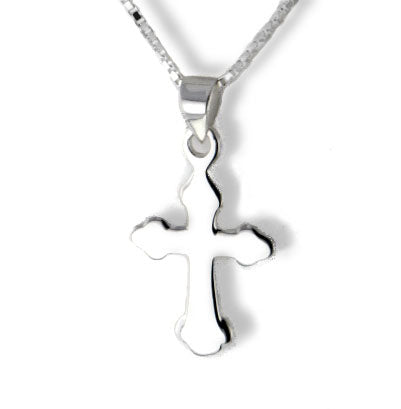 Plain and Simple Petite Cross Sterling Silver Pendant Necklace - 20" - Silver Insanity