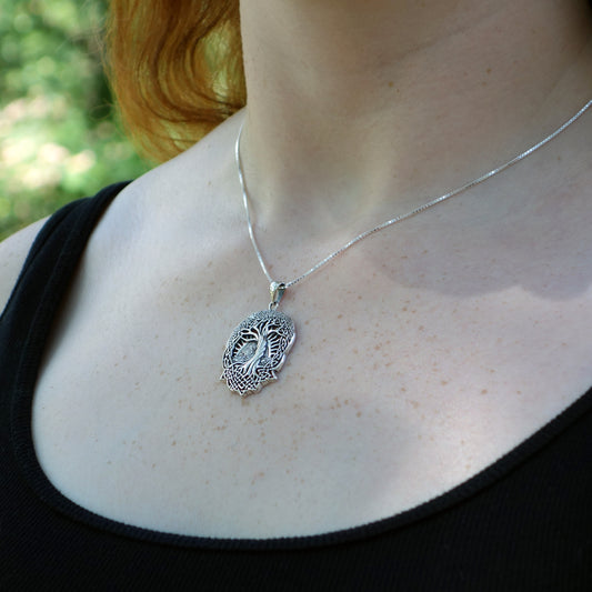 Rising Sun - Interconnect Celtic Knot Tree of Life Sterling Silver Pendant