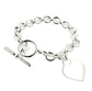 Heavy Sterling Silver Rolo Heart Tag Charm Toggle Bracelet - 7" - Silver Insanity