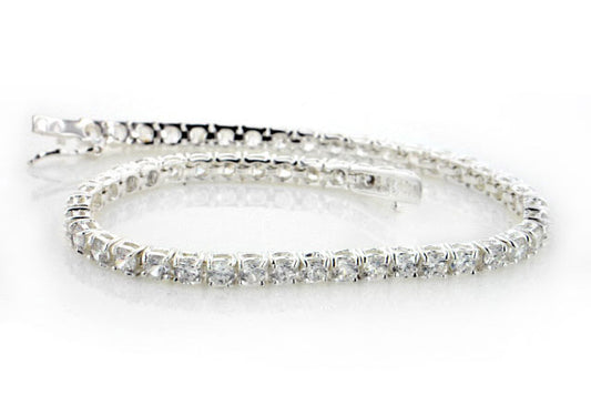 12cttw CZ Sterling Silver White Cubic Zirconia 7" Tennis Bracelet - Silver Insanity