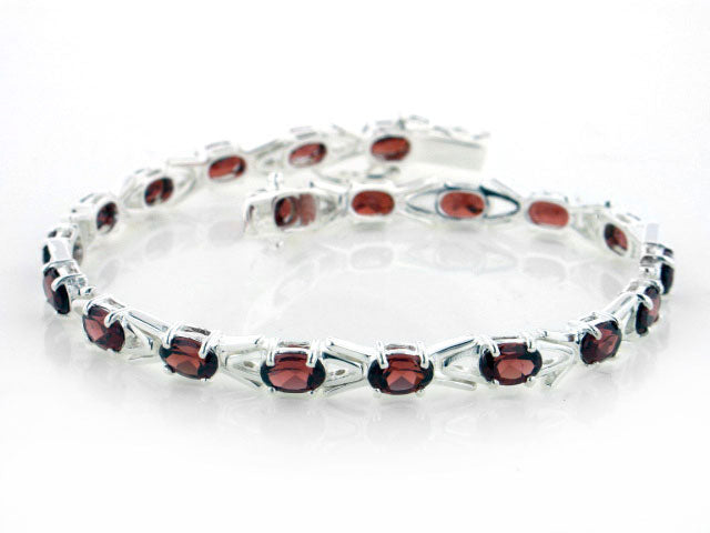 10cttw Sterling Silver Deep Red Garnet Tennis Bracelet - 7" - Silver Insanity