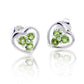 Small 3-Stone Genuine Peridot Sterling Silver Post Earrings - Girls Heart Studs - Silver Insanity