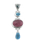 Blue Topaz Pink Rhodochrosite Sterling Silver Pendant - Silver Insanity