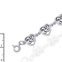 Celtic Trinity Knot Heart Link Bracelet, 7.5" Nickel-Free Sterling Silver - Silver Insanity