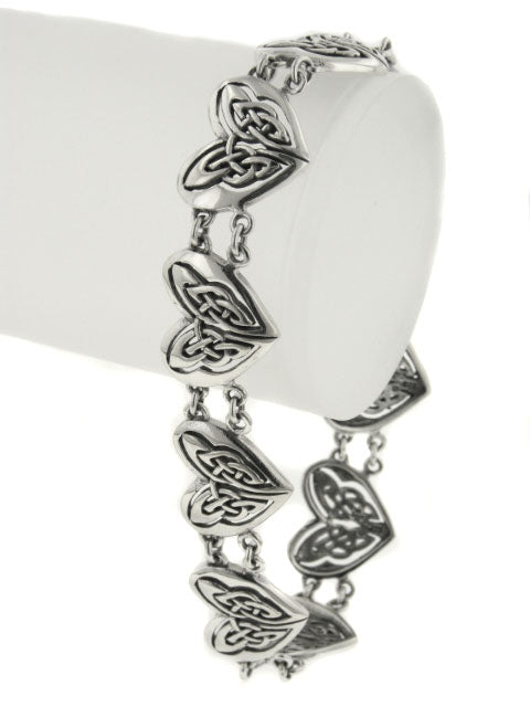 Celtic Trinity Knot Eternal Heart Bracelet Sterling Silver 7.5" - Silver Insanity