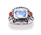 Cushion Blue Topaz Garnet Sterling Silver Ring - Silver Insanity