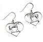 Graceful Standing Horse in Heart Sterling Silver Hook Pony Earrings - Silver Insanity