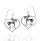 Graceful Standing Horse in Heart Sterling Silver Hook Pony Earrings - Silver Insanity