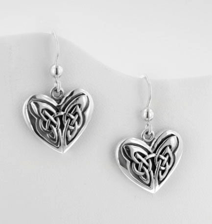 Celtic Knot Eternal Heart Sterling Silver Hook Earrings - Silver Insanity