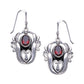 Garnet Scrollwork Tulip Flower Sterling Silver Hook Earrings - Silver Insanity