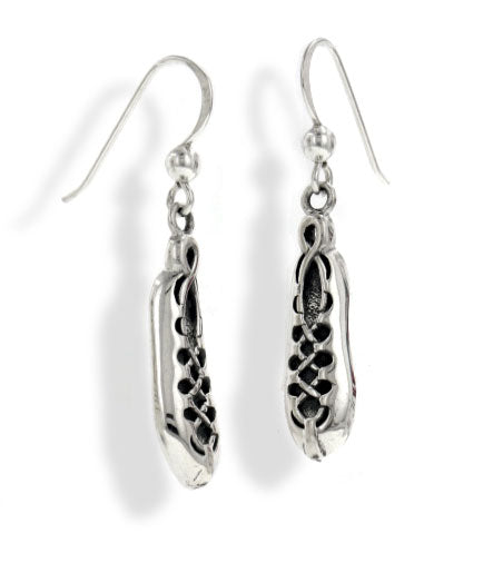 Ghillies Irish Dancing Soft Shoes Sterling Silver Hook Earrings - Silver Insanity