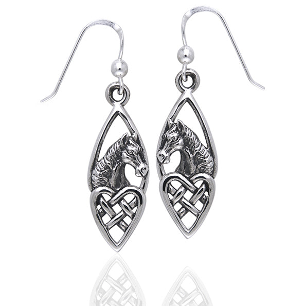 Celtic Knot Heart and Horse Head Sterling Silver Earrings - Silver Insanity