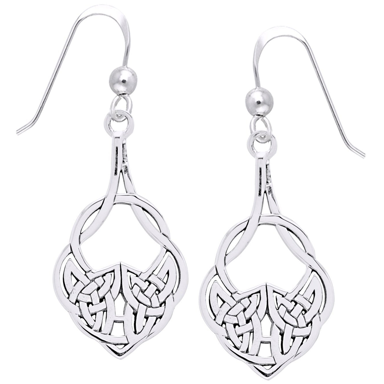 Medium Sterling Silver Celtic Knot Hook Dangle Drop Earrings - Silver Insanity